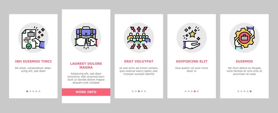 Solution Business Problem Task Onboarding Icons Set Vector 스톡 일러스트