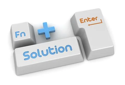 Solution button, This is a computer generated and 3d rendered picture Stock Illustration