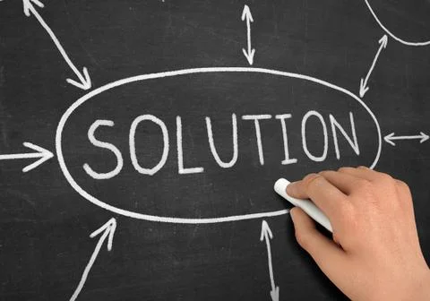 Solution chalkboard write concept  3d illustration Illustrazione stock