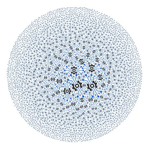 Solution Cog Icon Spheric Cluster Mosaic Stock Illustration