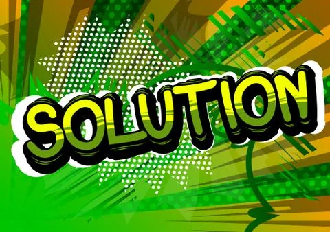 Solution - Comic book style word on abstract background. Stock Illustration