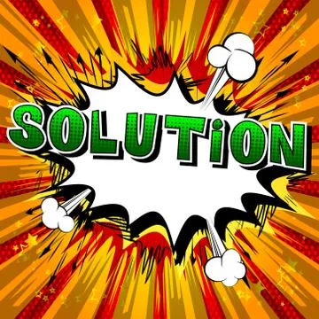 Solution - Comic book style word on abstract background. Stock Illustration