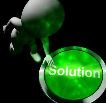 Solution Computer Button Shows Success 3d Rendering Stock Illustration