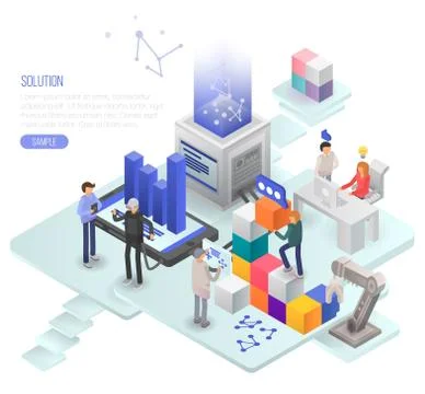 Solution concept background, isometric style 스톡 일러스트