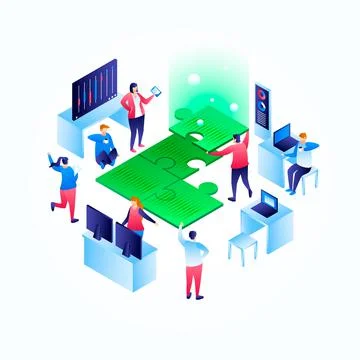 Solution concept background, isometric style イラスト素材