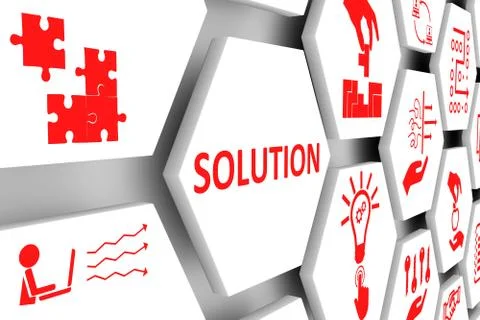 SOLUTION concept cell background 3d illustration Stock Illustration