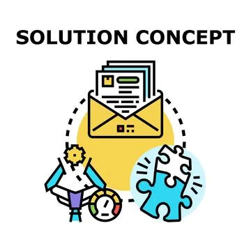 Solution concept finding business problem solving strategy Stock Illustration