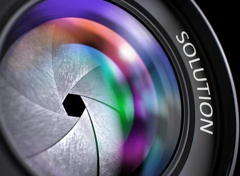 Solution Concept on Front of Camera Lens Stock Illustration
