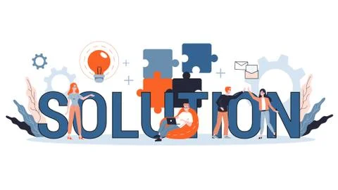 Solution concept illustration. Solving the problem and finding Stock Illustration