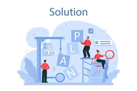Solution concept illustration. Solving the problem and finding Stock Illustration