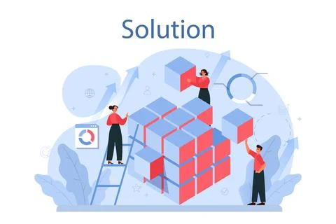 Solution concept illustration. Solving the problem and finding Stock Illustration