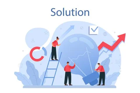 Solution concept illustration. Solving the problem and finding Stock Illustration
