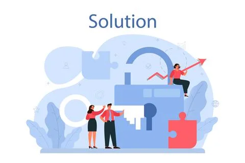 Solution concept illustration. Solving the problem and finding Stock Illustration