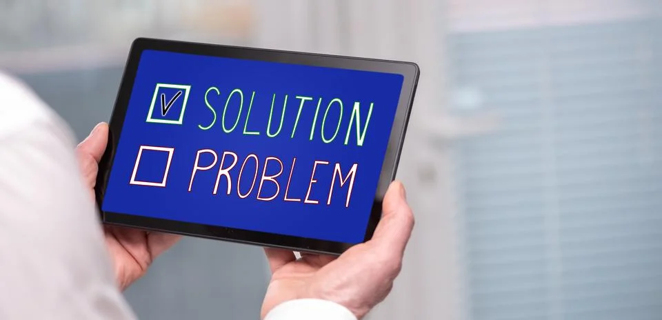 Solution concept on a tablet Stock Photos