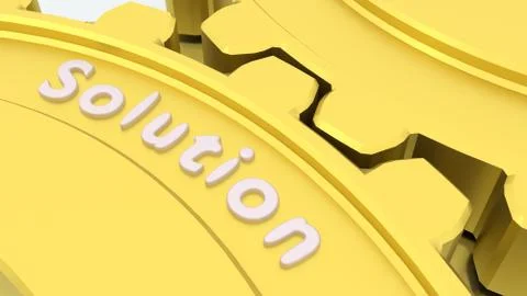 Solution concept with two conncted golden gears Stock Illustration