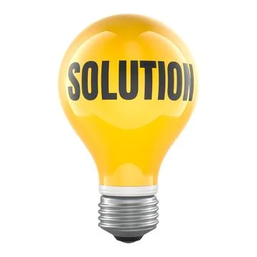 Solution concept with yellow light bulb. 3D rendering Stock Illustration