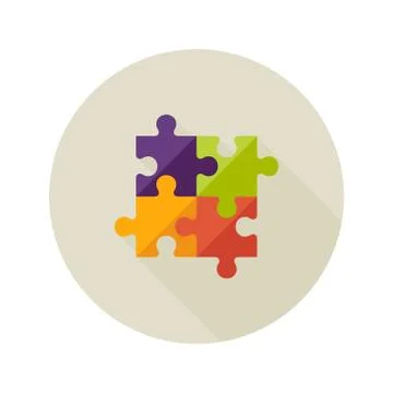 Solution Creativity Puzzle Flat Icon Stock Illustration
