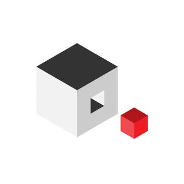Solution design element concept. Block of 3D cubes with last red piece outside Stock Illustration