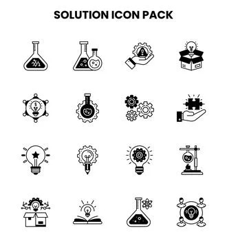 Solution DuoTone Collection Icons Pack 库存插图