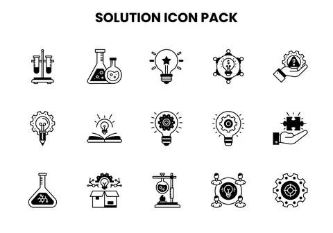 Solution DuoTone Collection Icons Pack Stock Illustration