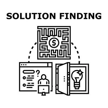 Solution finding process for business challenge and success 库存插图