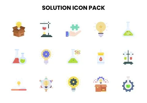 Solution Flat Bundle Icons Pack Stock Illustration