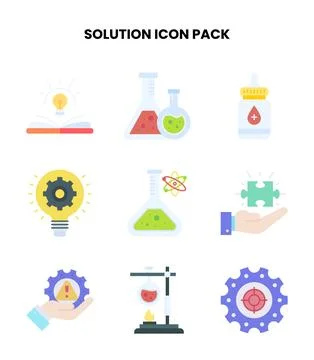 Solution Flat Icons Pack Stock Illustration