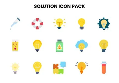 Solution Flat Icons Pack Stock Illustration