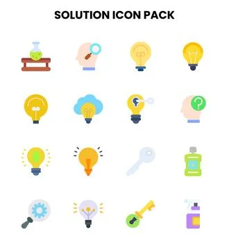 Solution Flat UI Icons Pack Stock Illustration
