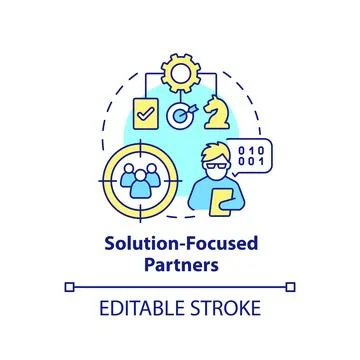 Solution focused partners concept icon Stock Illustration
