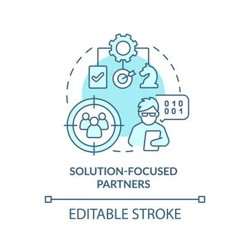 Solution focused partners turquoise concept icon Stock Illustration
