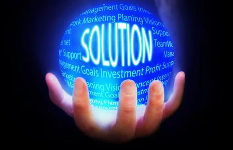 Solution globe people background blue Illustrazione stock