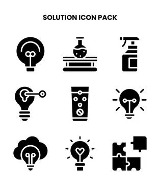 Solution Glyph Collection Icons Pack Stock Illustration