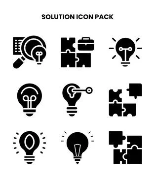 Solution Glyph Collection Icons Pack Stock Illustration