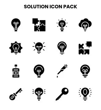 Solution Glyph Design Icons Pack 库存插图