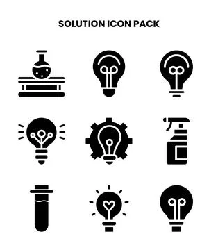 Solution Glyph Design Icons Pack Stock Illustration