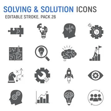 Solution glyph icon set Stockillustratie