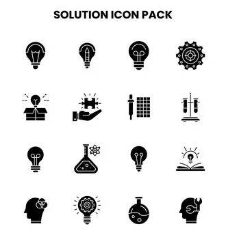 Solution Glyph Scalable Icons Pack Stock Illustration