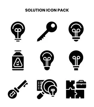 Solution Glyph Set Icons Pack Illustration