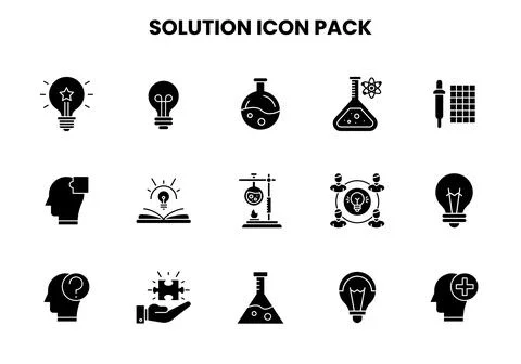Solution Glyph SVG Icons Pack Stock Illustration