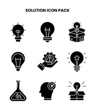 Solution Glyph UI Icons Pack 库存插图