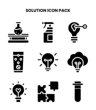Solution Glyph Vector Icons Pack 스톡 일러스트