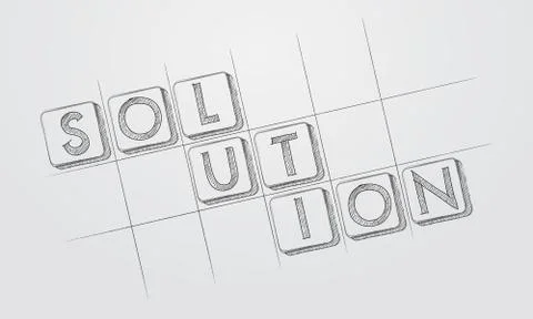 Solution in hand-drawn style blocks Stock Illustration
