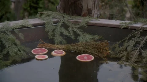Solution of herbal tinctures, aromatic oils, pine needles and useful trace Stock Footage 221977812