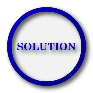 Solution icon. Blue internet button on white background.. Stock Illustration