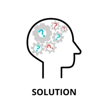 Solution icon, flat thin line vector illustration Illustrazione stock
