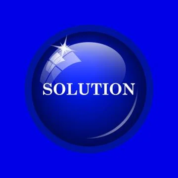 Solution icon. Internet button on blue background. . Illustrazione stock