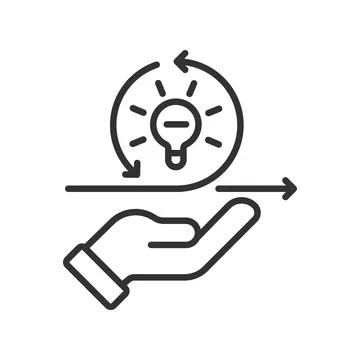 Solution icon in line design. solution, innovation, idea, creativity, agile Illustrazione stock