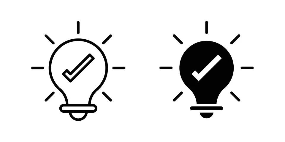 Solution icon logo. Outline style icons with flat versions 스톡 일러스트