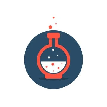 Solution icon with red lab bottle Stock Illustration